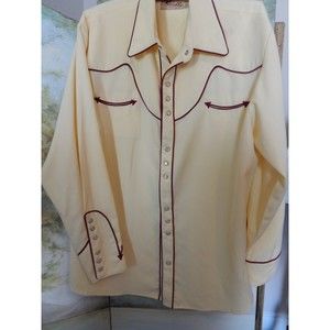 Scully Brand Western Cowboy Shirt Yellow sz M